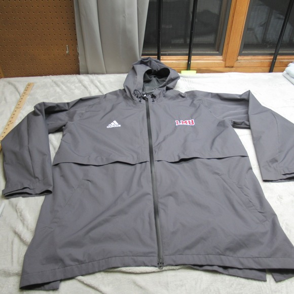 adidas Other - Adidas LMU Lions Rain Jacket Mens XL Gray Hooded Full Zip Wind Light Pack Vented
